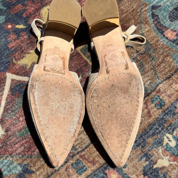 Donald Pliner 10M Beige Neutral Suede Slingback Heels Croc Embossed Block Heel - Picture 3 of 3